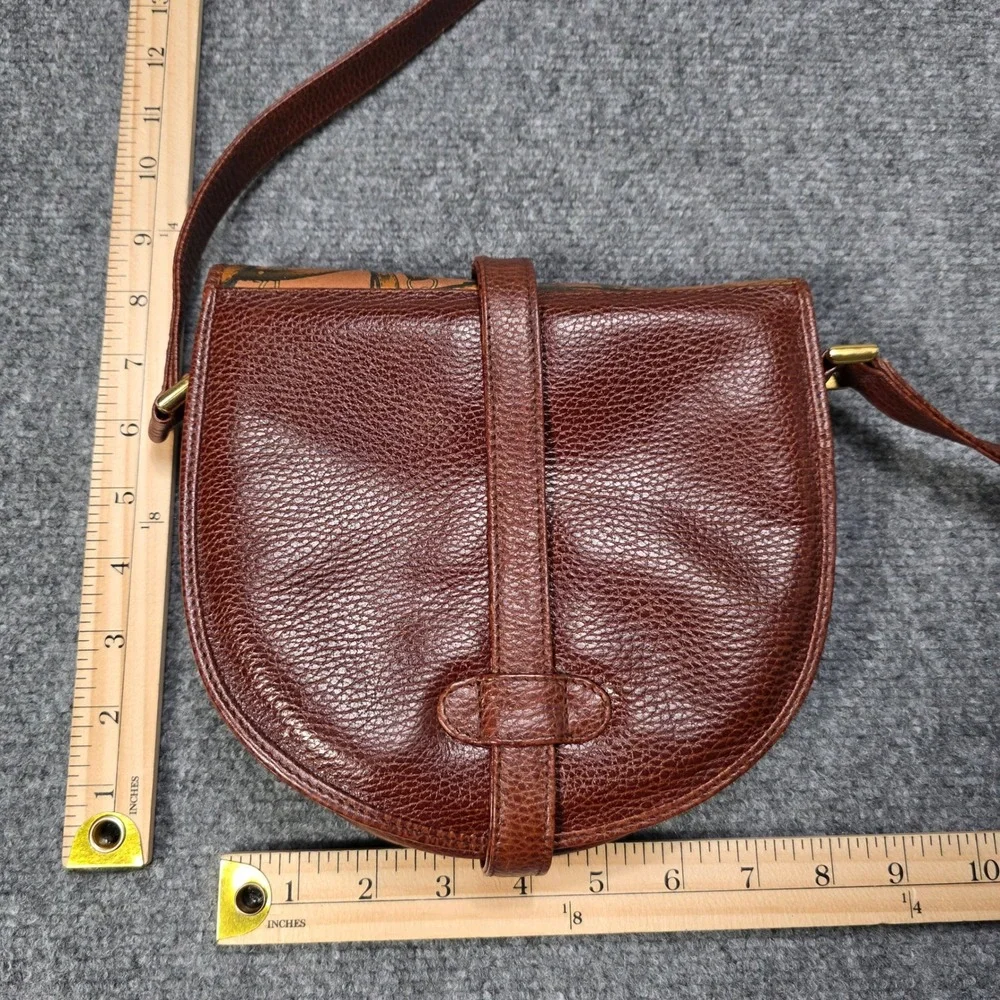 Vintage Nordstrom Leather Saddle Bag Equestrian Print Crossbody Purse NOS NWT‎